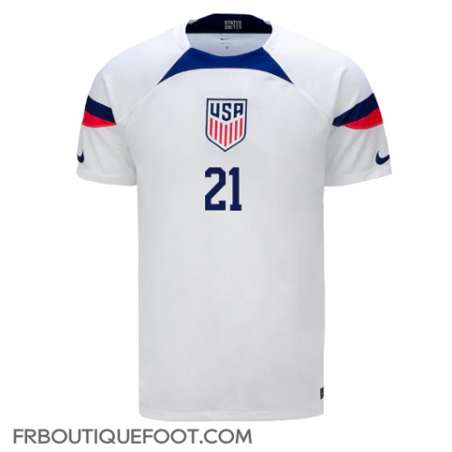 Maillot de foot États-Unis Timothy Weah #21 Domicile vêtements Monde 2022 Manches Courtes